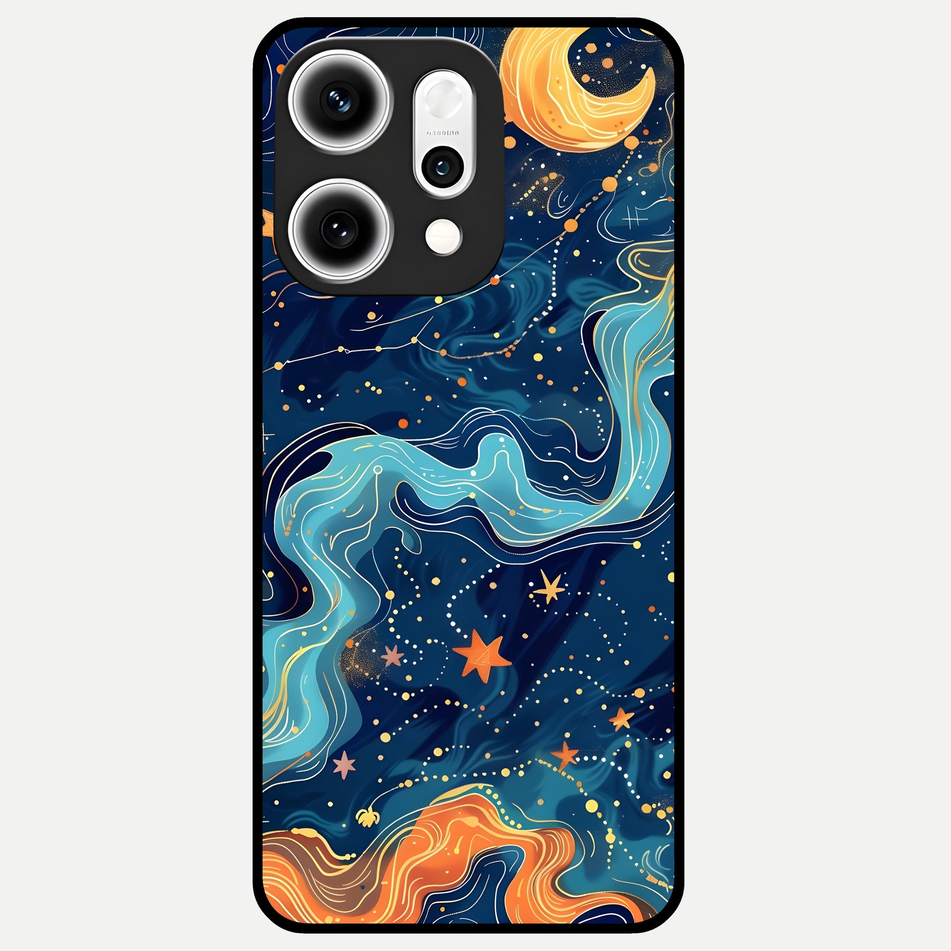  Celestial Dream Flow Glass Case For Oppo Reno 14 Pro back cover – full design glossy printed glass finish