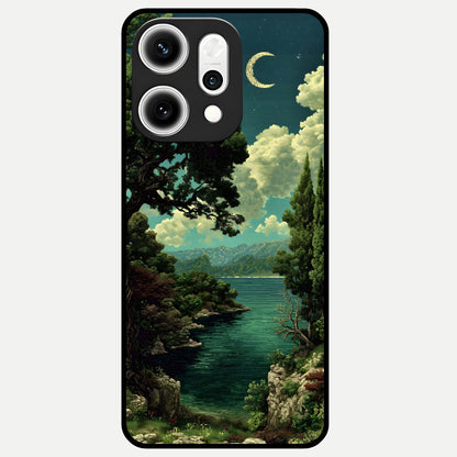  Celestial Lake Peace Glass Case For Oppo Reno 14 Pro back cover – full design glossy printed glass finish