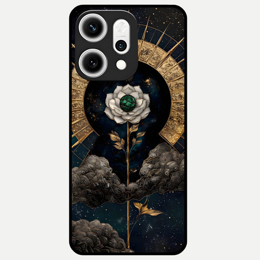  Celestial Lotus Morang Glass Case For Oppo Reno 14 Pro back cover – full design glossy printed glass finish