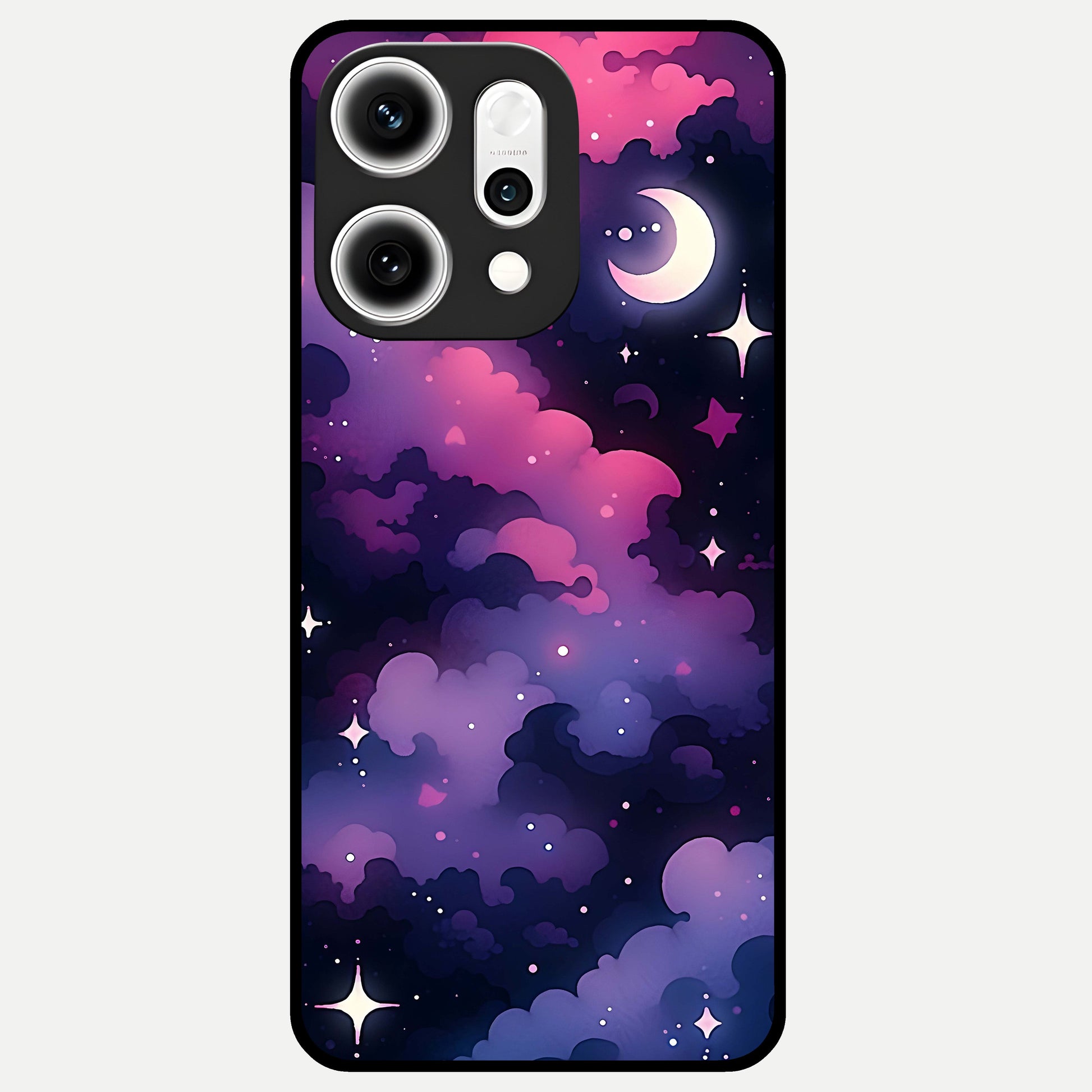  Celestial Moon Magic Glass Case For Oppo Reno 14 Pro back cover – full design glossy printed glass finish