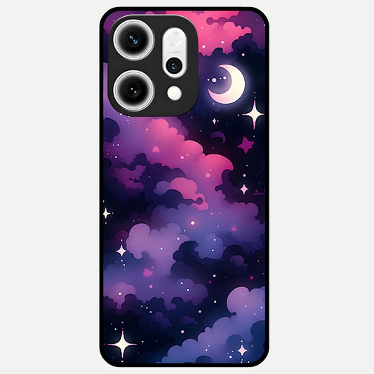  Celestial Moon Magic Glass Case For Oppo Reno 14 Pro back cover – full design glossy printed glass finish