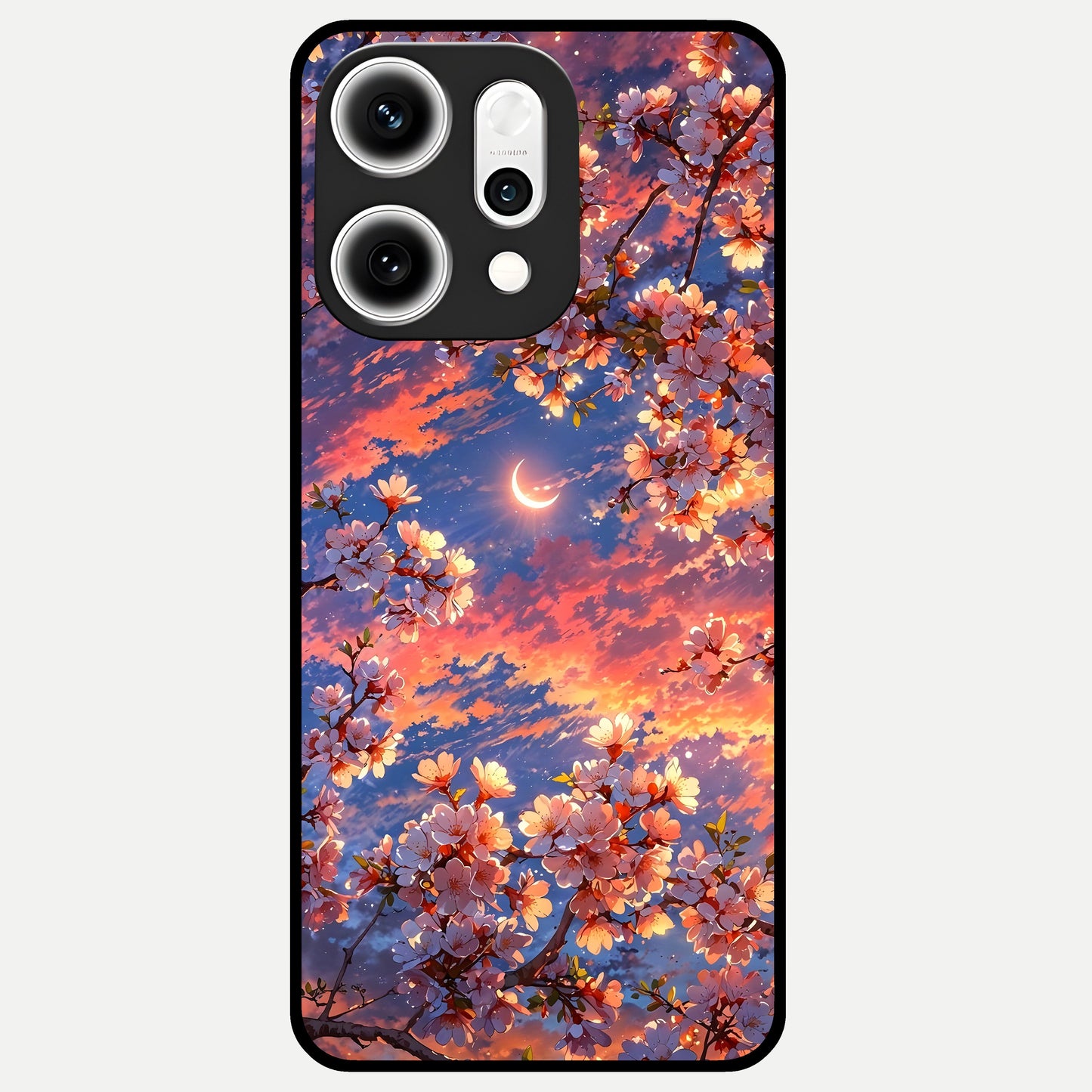  Celestial Sakura Sunset Glass Case For Oppo Reno 14 Pro back cover – full design glossy printed glass finish