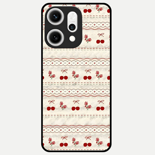  Cherry Bloom Charm Glass Case For Oppo Reno 14 Pro back cover – full design glossy printed glass finish
