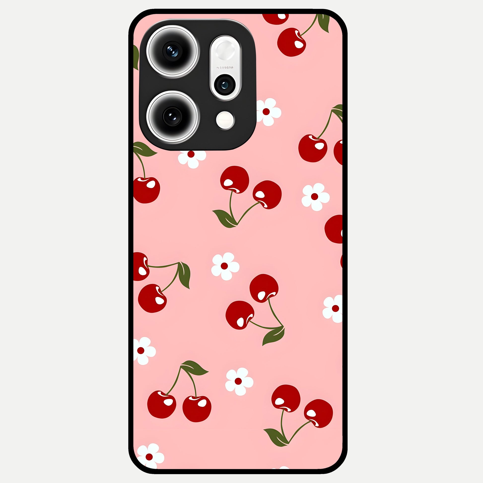 Cherry Love Mood Glass Case For Oppo Reno 14 Pro back cover – full design glossy printed glass finish