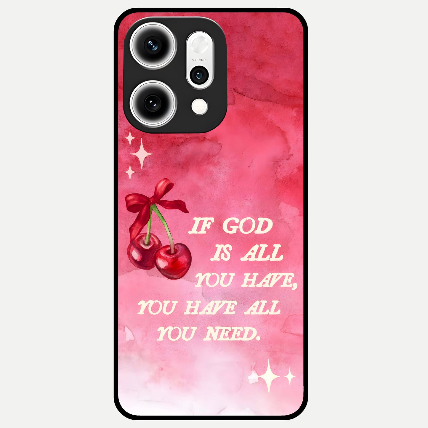  Cherry Quote Glass Case For Oppo Reno 14 Pro back cover – full design glossy printed glass finish