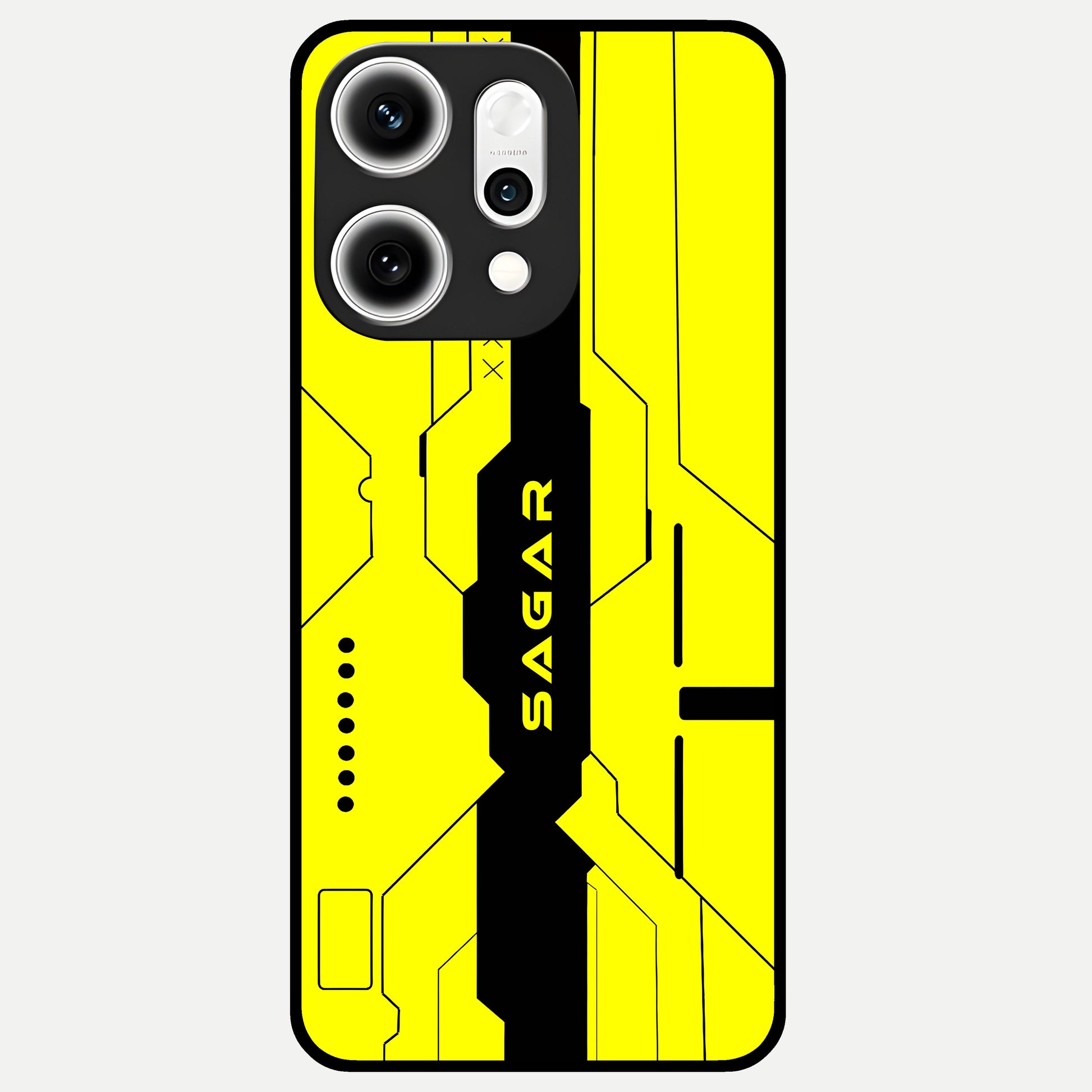  Circuit CYBERPUNK Custom Name Glass Case For Oppo Reno 14 Pro back cover – full design glossy printed glass finish