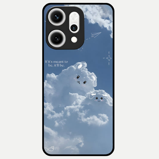  Cloud Bunny Dreams Glass Case For Oppo Reno 14 Pro back cover – full design glossy printed glass finish