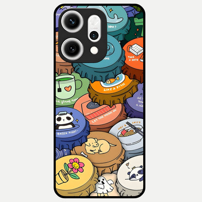  Coins Patterns Glass Case For Oppo Reno 14 Pro back cover – full design glossy printed glass finish