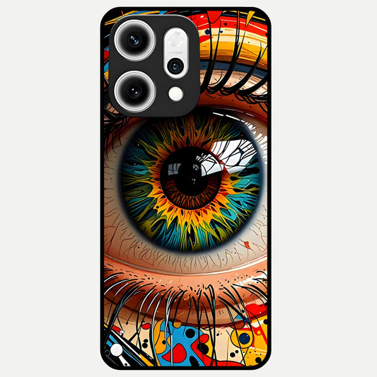  Colorful Eye Glass Case For Oppo Reno 14 Pro back cover – full design glossy printed glass finish