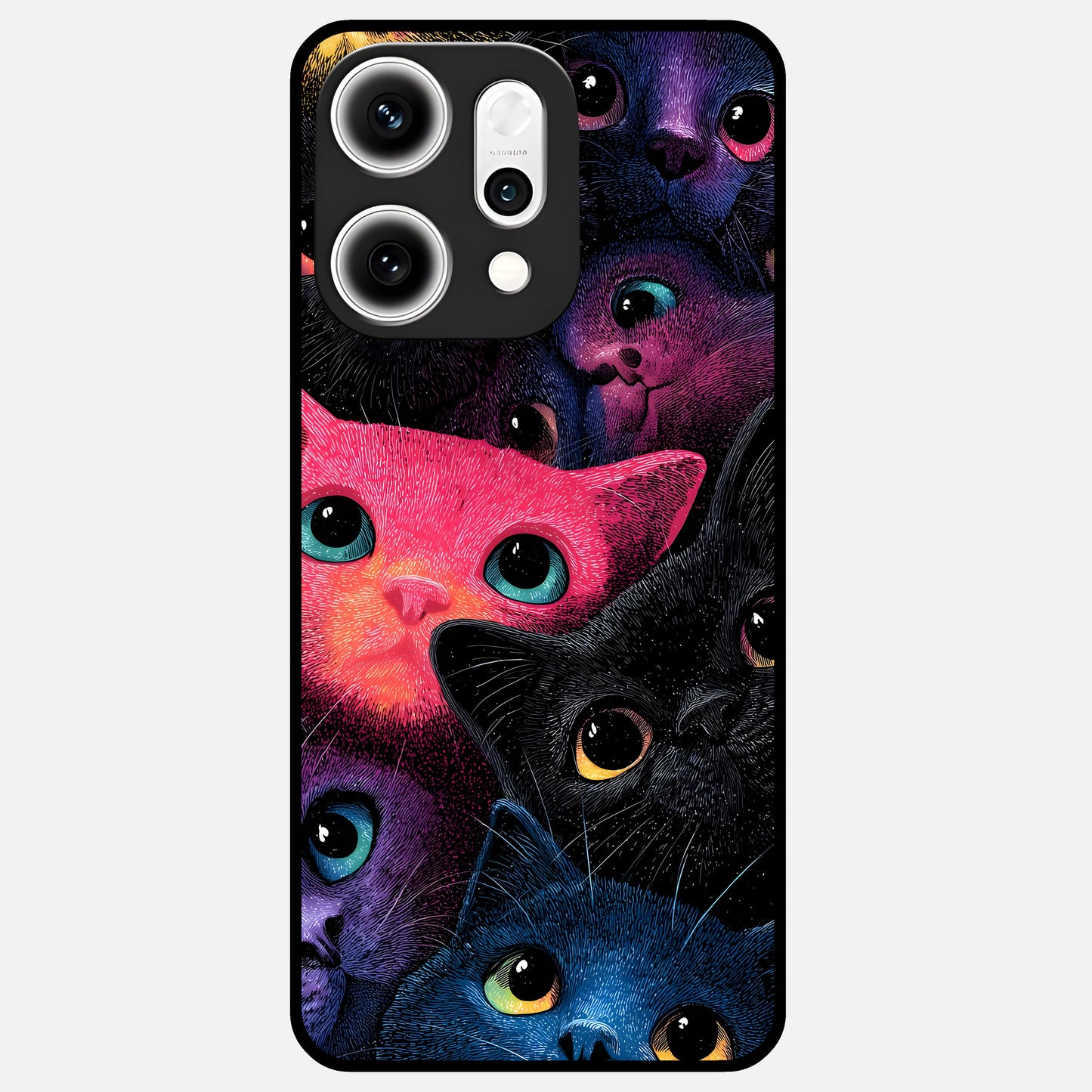  Cosmic Cats Dreams Glass Case For Oppo Reno 14 Pro back cover – full design glossy printed glass finish