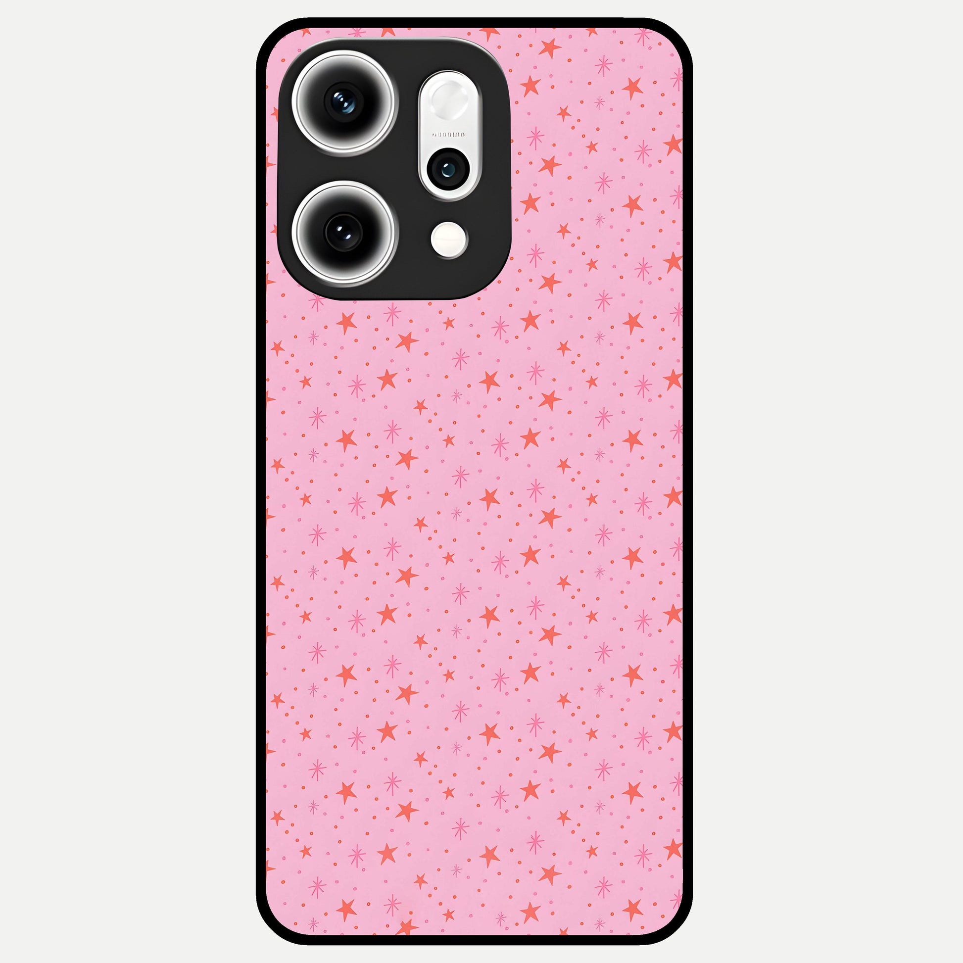  Cosmic Pink Sparkle Glass Case For Oppo Reno 14 Pro back cover – full design glossy printed glass finish