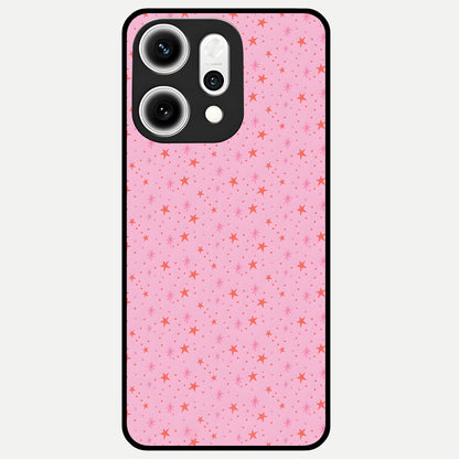 Cosmic Pink Sparkle Glass Case For Oppo Reno 14 Pro back cover – full design glossy printed glass finish