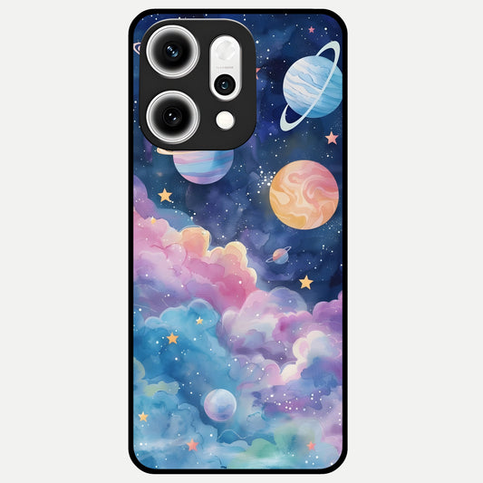  Cosmic Planet Dreams Glass Case For Oppo Reno 14 Pro back cover – full design glossy printed glass finish