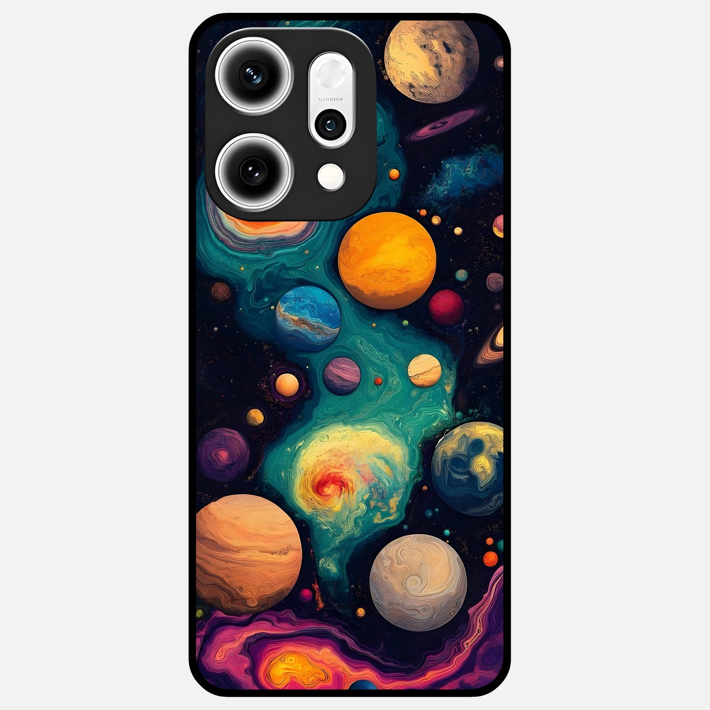  Cosmic Planet Journey Glass Case For Oppo Reno 14 Pro back cover – full design glossy printed glass finish