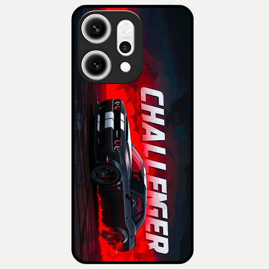  Crimson Challenger Fury Glass Case For Oppo Reno 14 Pro back cover – full design glossy printed glass finish