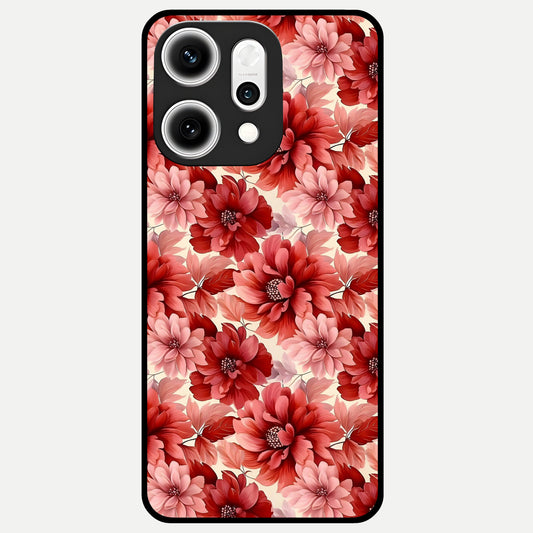  Crimson Love Petals Glass Case For Oppo Reno 14 Pro back cover – full design glossy printed glass finish