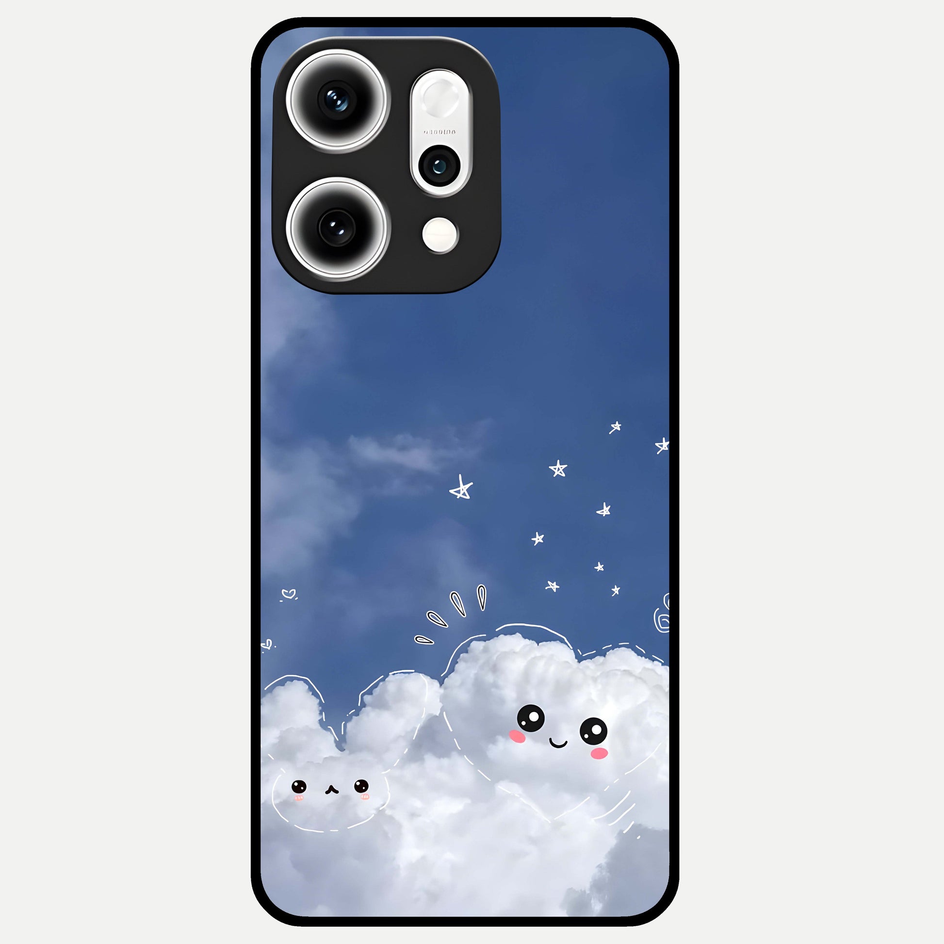 Cute Blossom Cloud Glass Case For Oppo Reno 14 Pro back cover – full design glossy printed glass finish