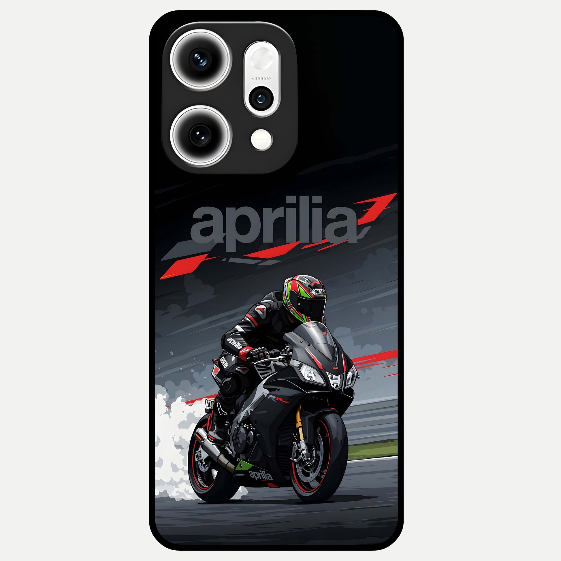  Dark Aprilla Glass Case For Oppo Reno 14 Pro back cover – full design glossy printed glass finish