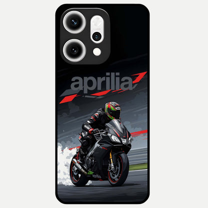  Dark Aprilla Glass Case For Oppo Reno 14 Pro back cover – full design glossy printed glass finish