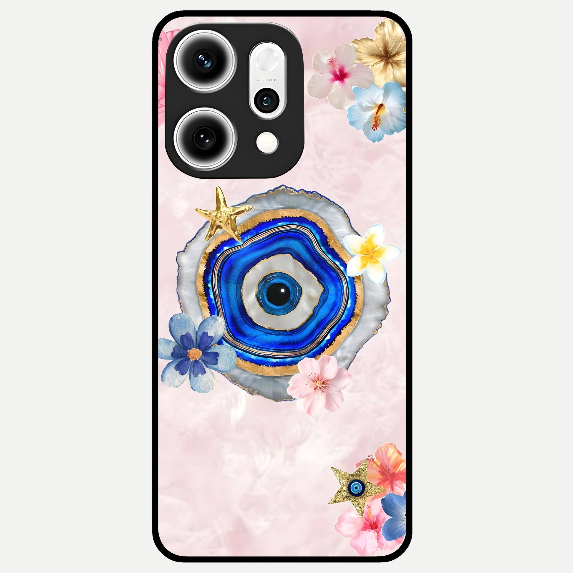  Divine Aura Bloom Glass Case For Oppo Reno 14 Pro back cover – full design glossy printed glass finish