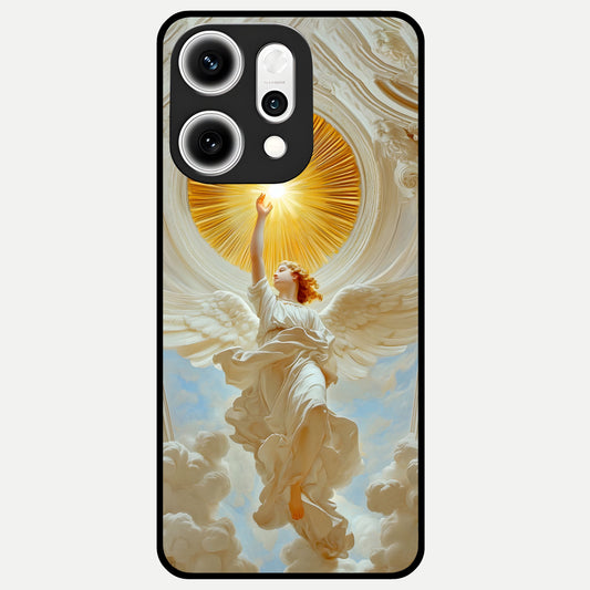  Divine Light Angel Glass Case For Oppo Reno 14 Pro back cover – full design glossy printed glass finish