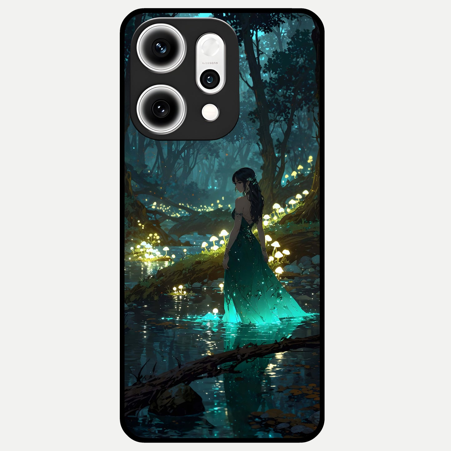  Enchanted Forest Glow Glass Case For Oppo Reno 14 Pro back cover – full design glossy printed glass finish
