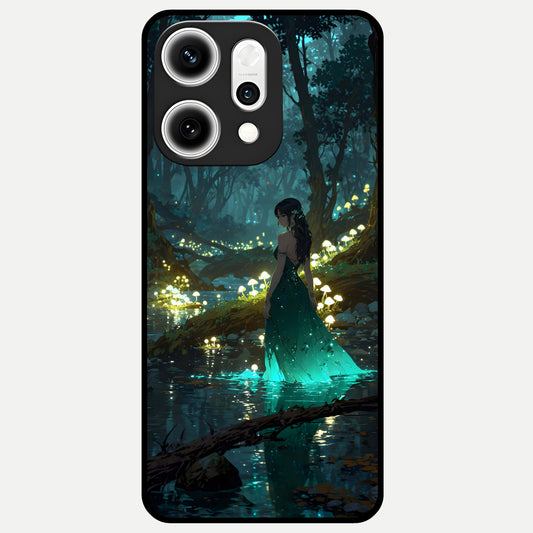  Enchanted Forest Glow Glass Case For Oppo Reno 14 Pro back cover – full design glossy printed glass finish