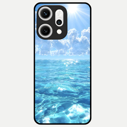  Endless Ocean Horizon Glass Case For Oppo Reno 14 Pro back cover – full design glossy printed glass finish