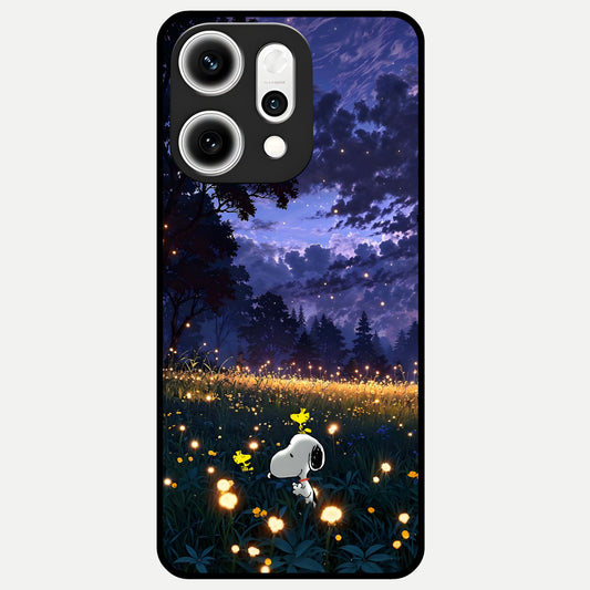  Firefly Meadow Magic Glass Case For Oppo Reno 14 Pro back cover – full design glossy printed glass finish