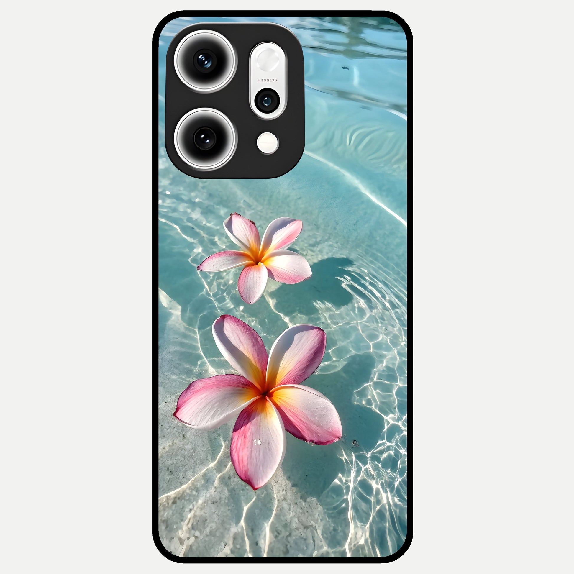  Floating Bloom Bliss Glass Case For Oppo Reno 14 Pro back cover – full design glossy printed glass finish