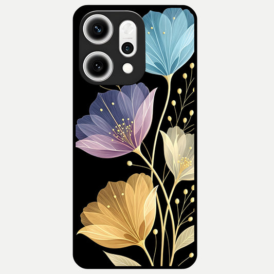  Flower Bloom Glow Glass Case For Oppo Reno 14 Pro back cover – full design glossy printed glass finish