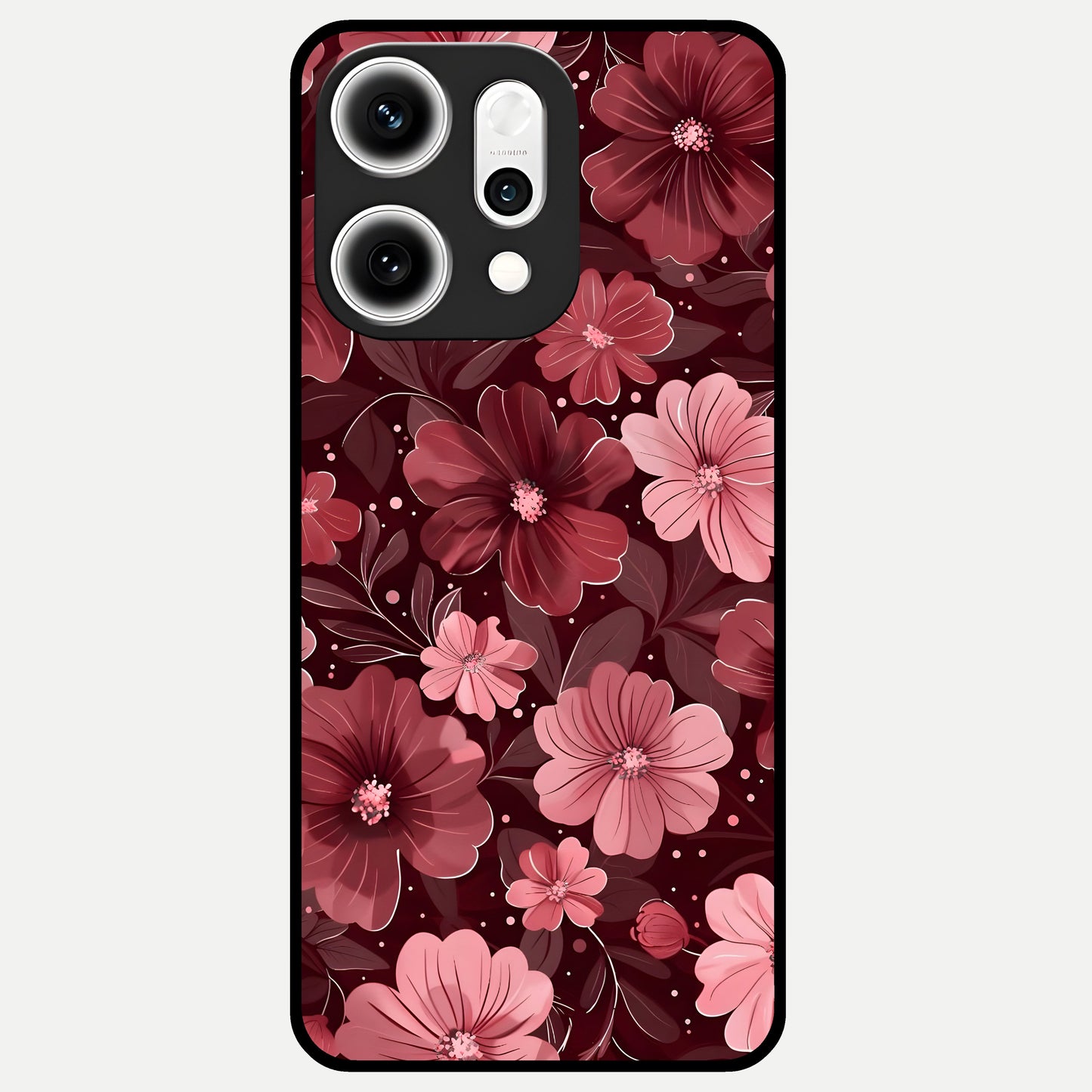  Flower Blush Bloom Glass Case For Oppo Reno 14 Pro back cover – full design glossy printed glass finish