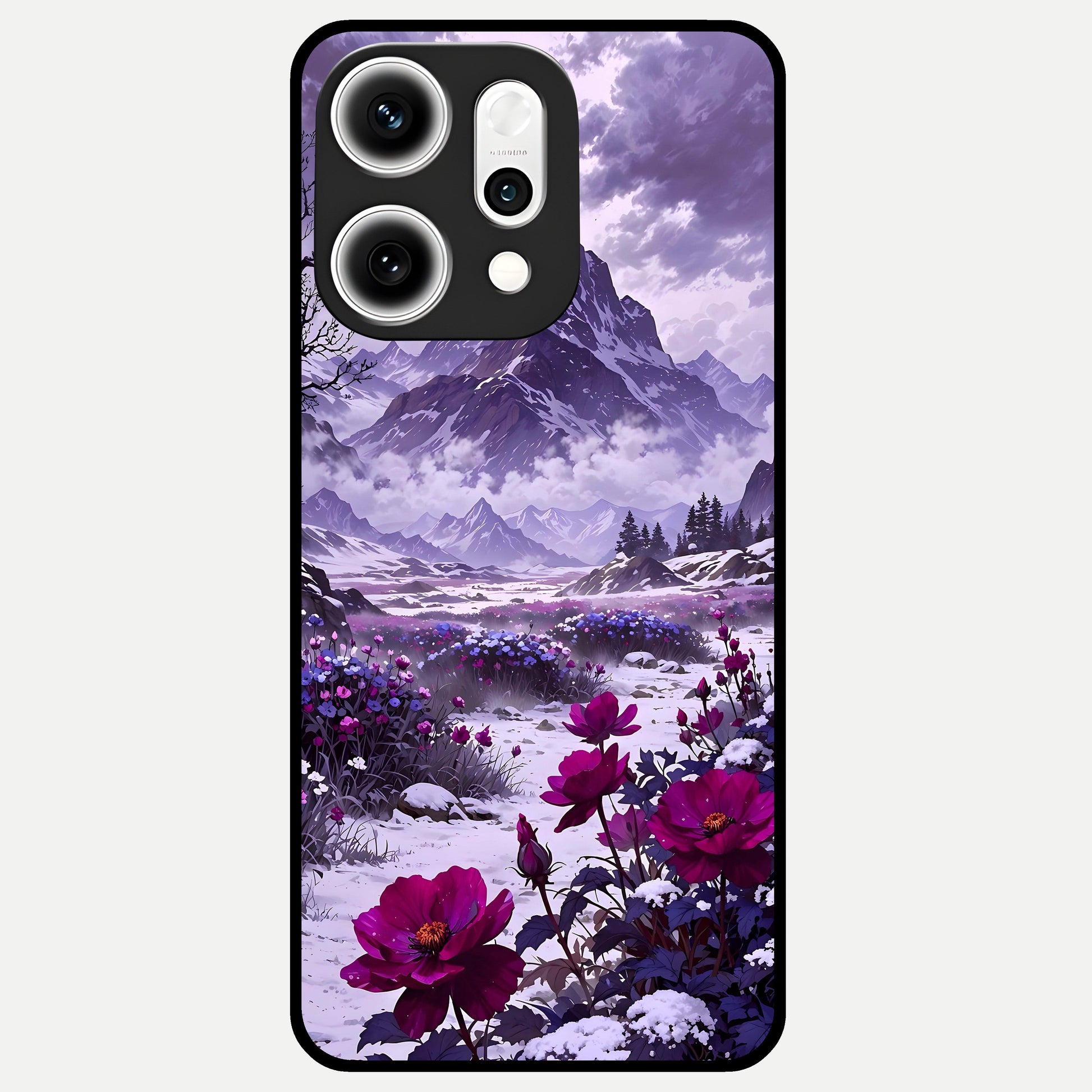  Flower Mountain View Glass Case For Oppo Reno 14 Pro back cover – full design glossy printed glass finish