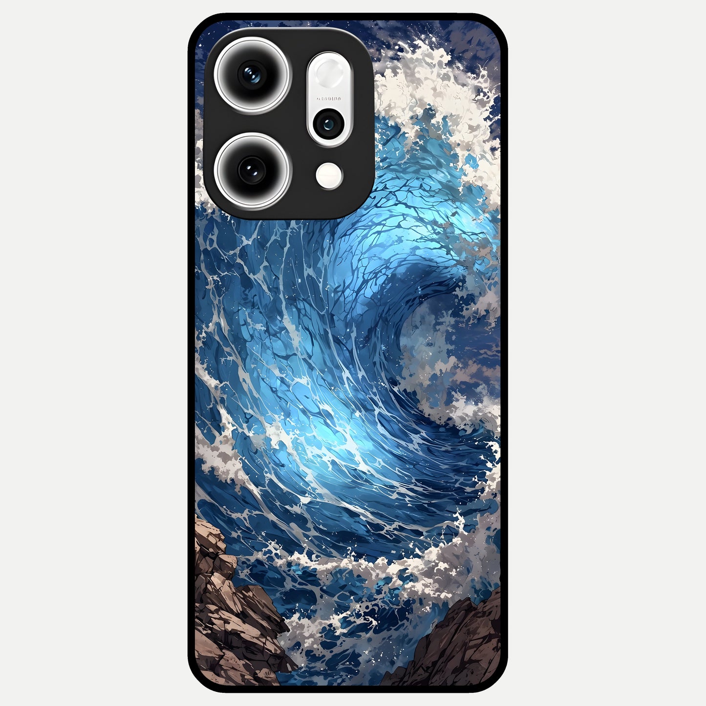  Giant Ocean Wave Glass Case For Oppo Reno 14 Pro back cover – full design glossy printed glass finish
