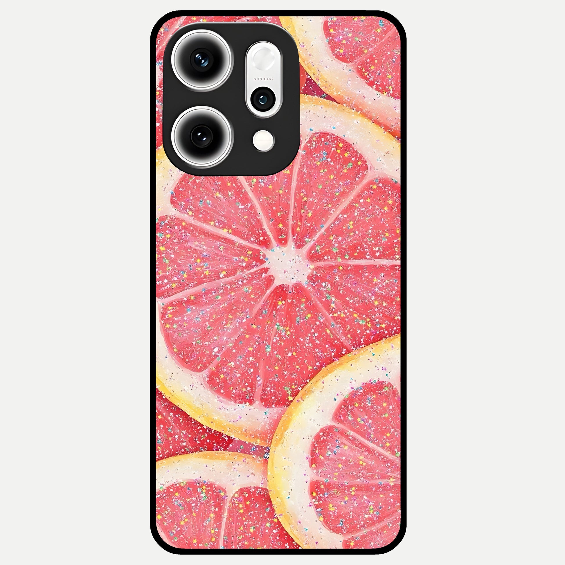  Glitter Grapefruit Glass Case For Oppo Reno 14 Pro back cover – full design glossy printed glass finish