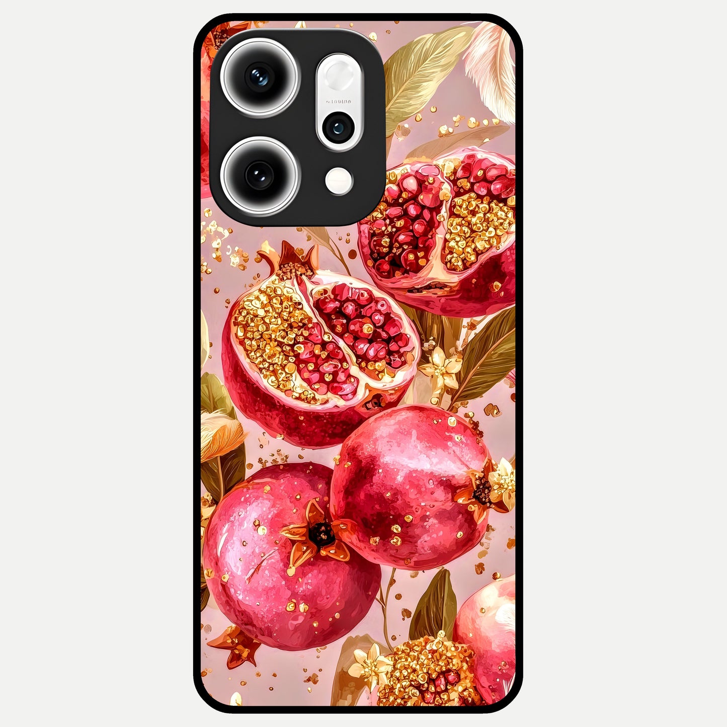  Golden Bloom Glow Glass Case For Oppo Reno 14 Pro back cover – full design glossy printed glass finish