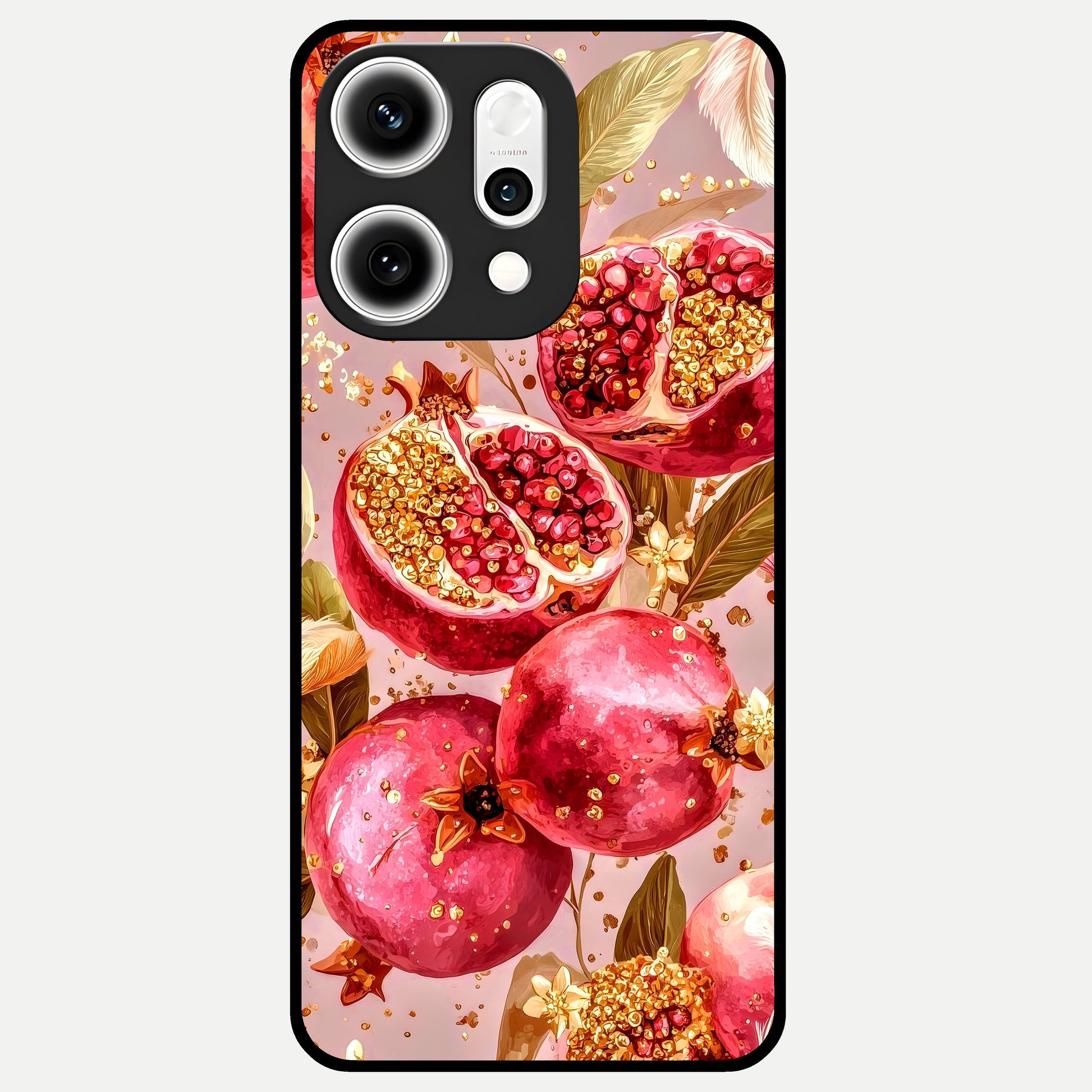  Golden Bloom Glow Glass Case For Oppo Reno 14 Pro back cover – full design glossy printed glass finish