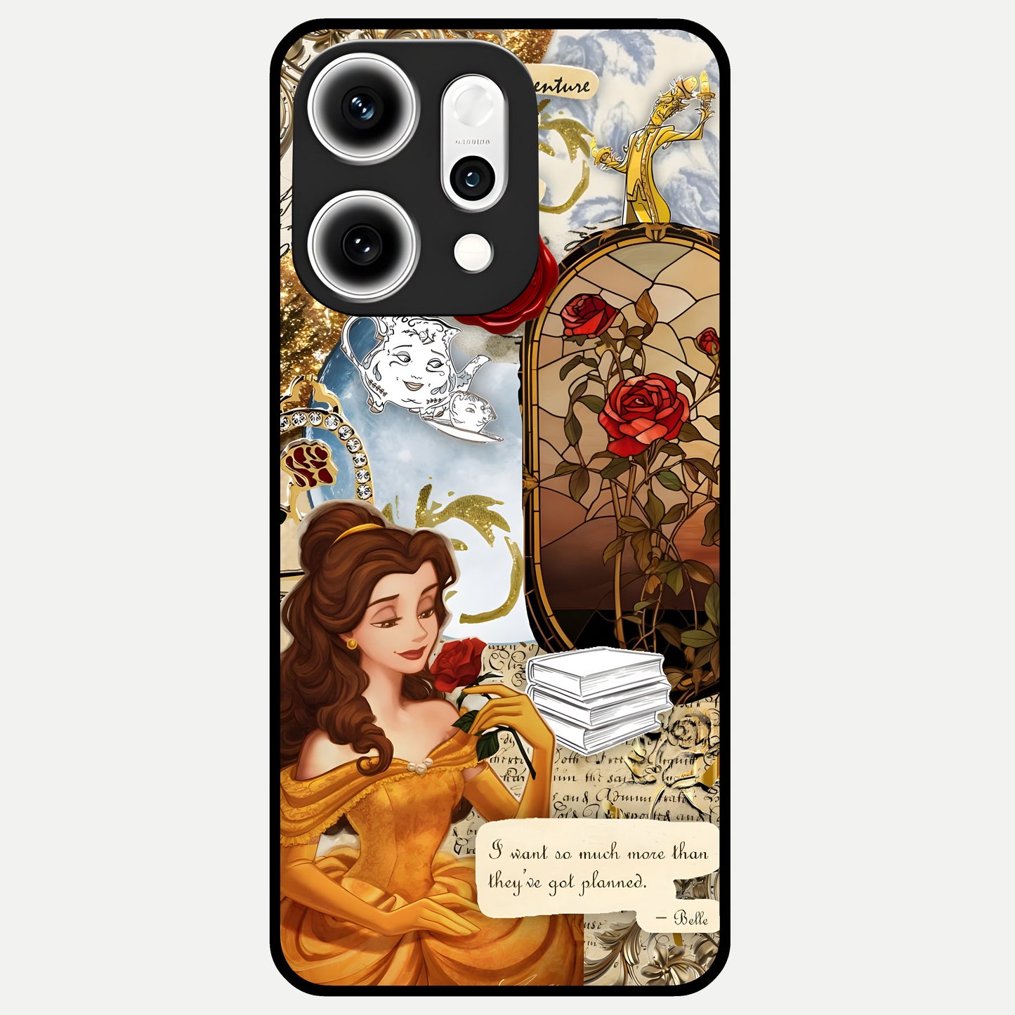  Golden Dream Belle Glass Case For Oppo Reno 14 Pro back cover – full design glossy printed glass finish