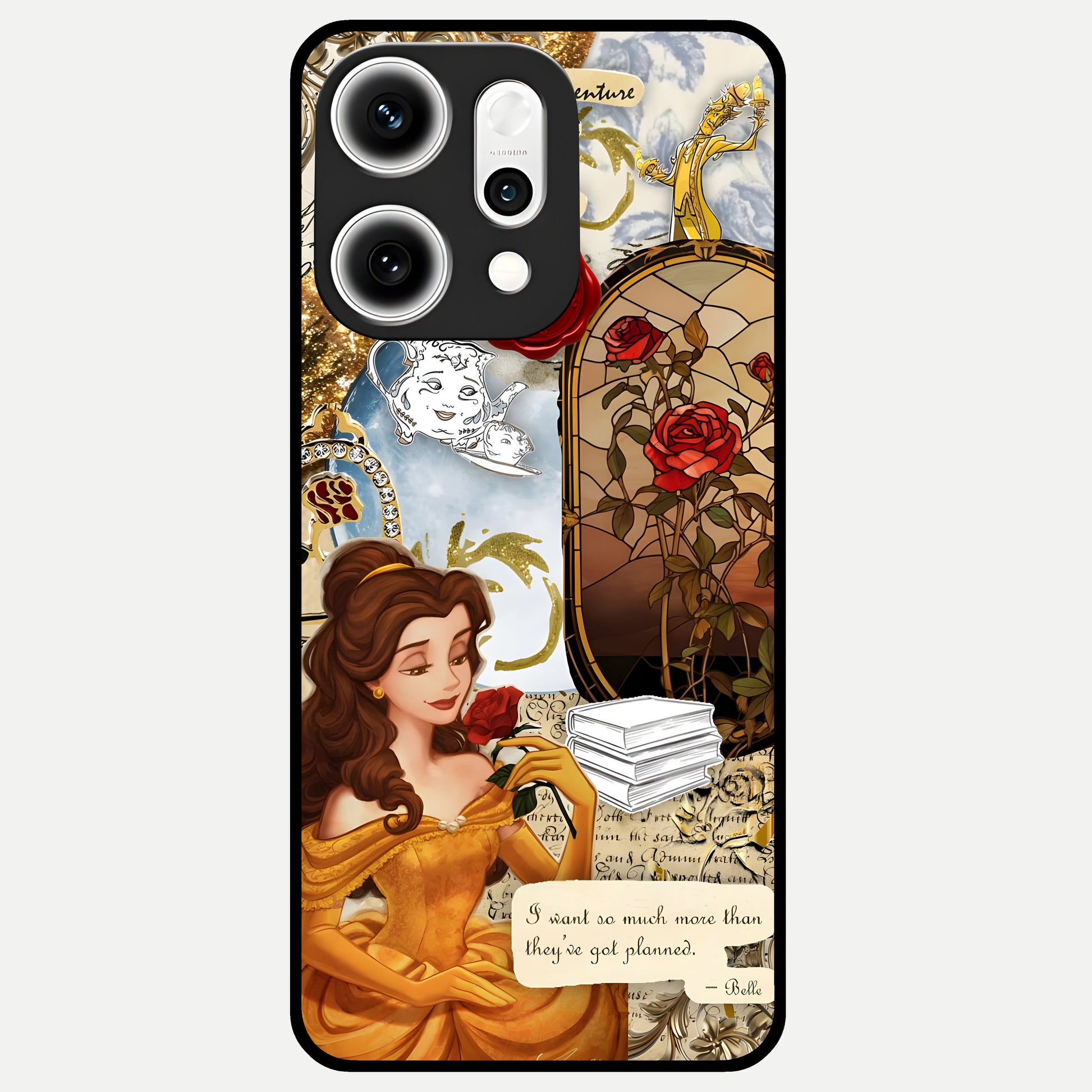  Golden Dream Belle Glass Case For Oppo Reno 14 Pro back cover – full design glossy printed glass finish