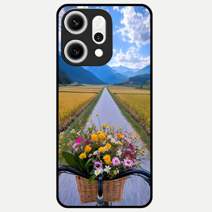  Golden Field Journey Glass Case For Oppo Reno 14 Pro back cover – full design glossy printed glass finish
