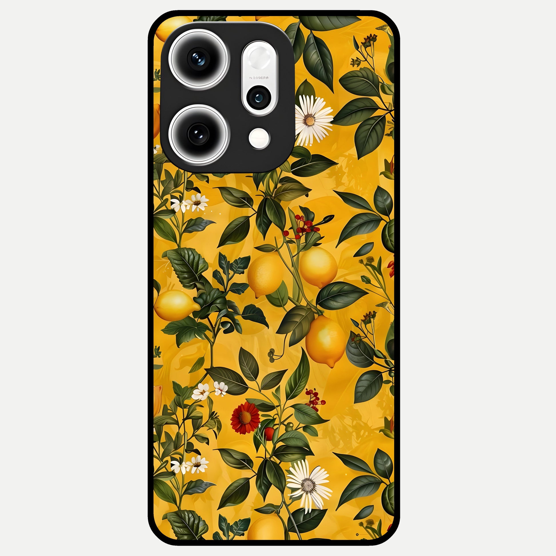  Golden Lemon Field Glass Case For Oppo Reno 14 Pro back cover – full design glossy printed glass finish