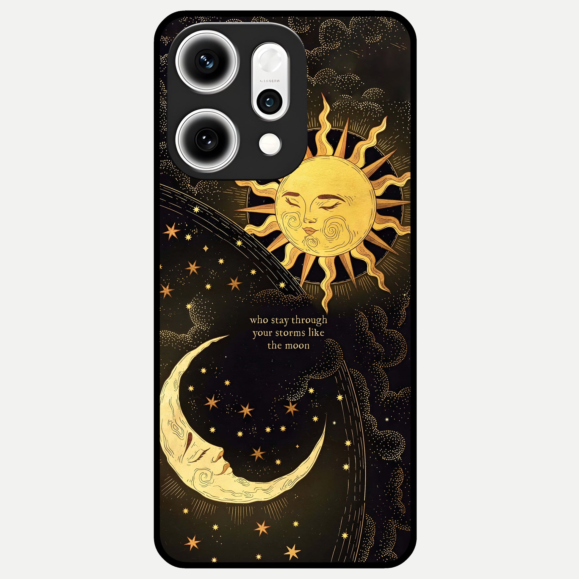  Golden Lunar Love Glass Case For Oppo Reno 14 Pro back cover – full design glossy printed glass finish