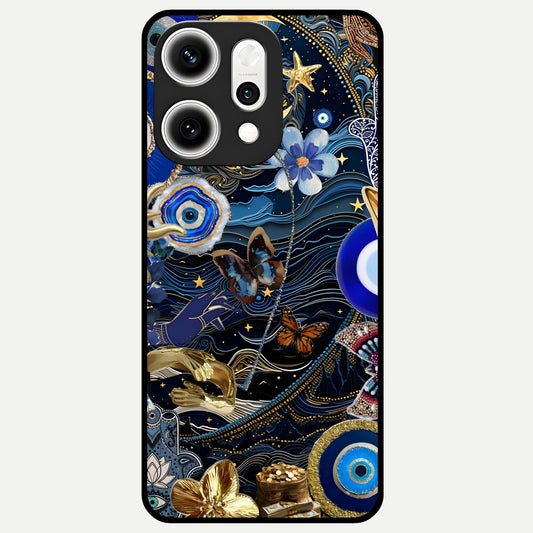  Golden Moon Magic Glass Case For Oppo Reno 14 Pro back cover – full design glossy printed glass finish