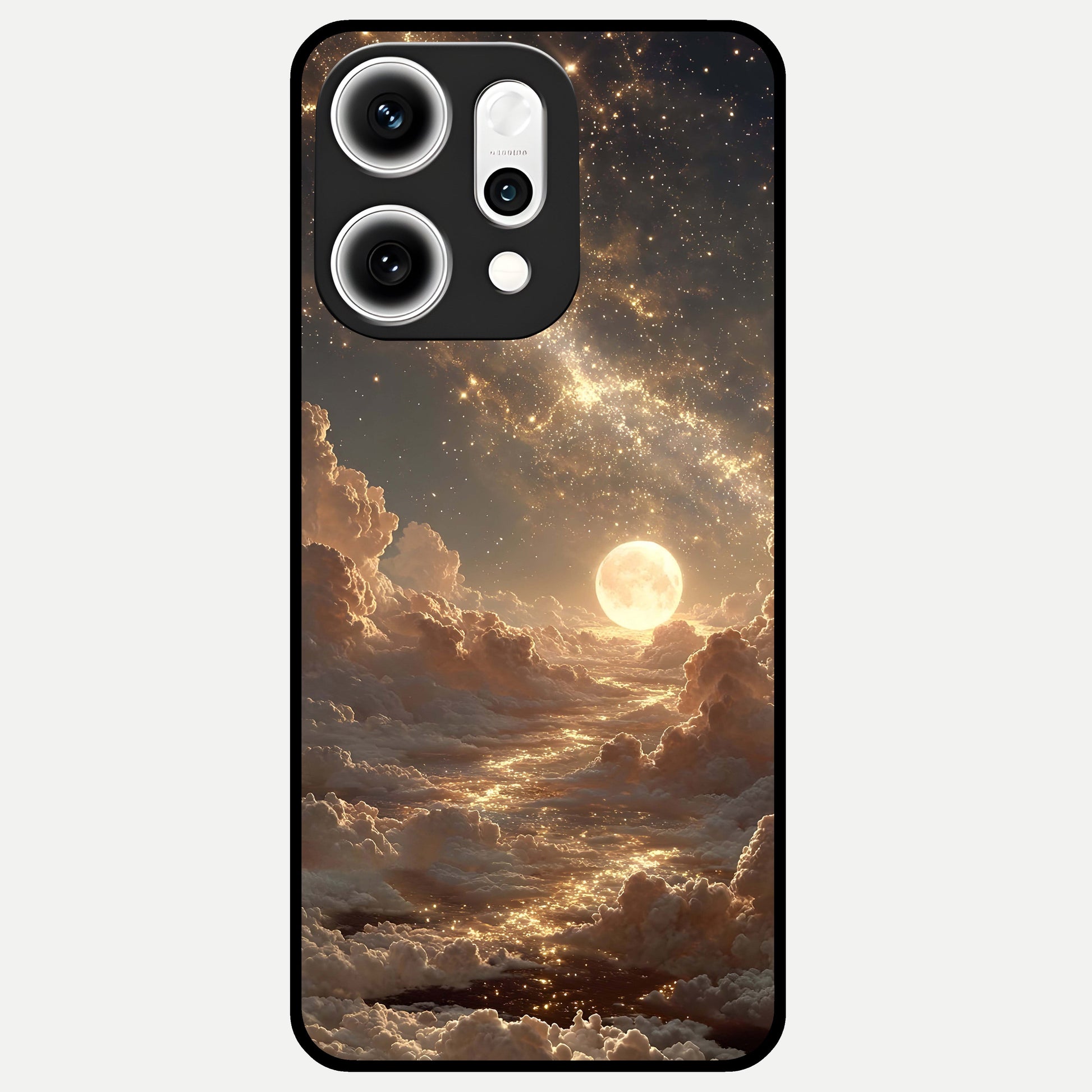 Golden Sky Dream Glass Case For Oppo Reno 14 Pro back cover – full design glossy printed glass finish
