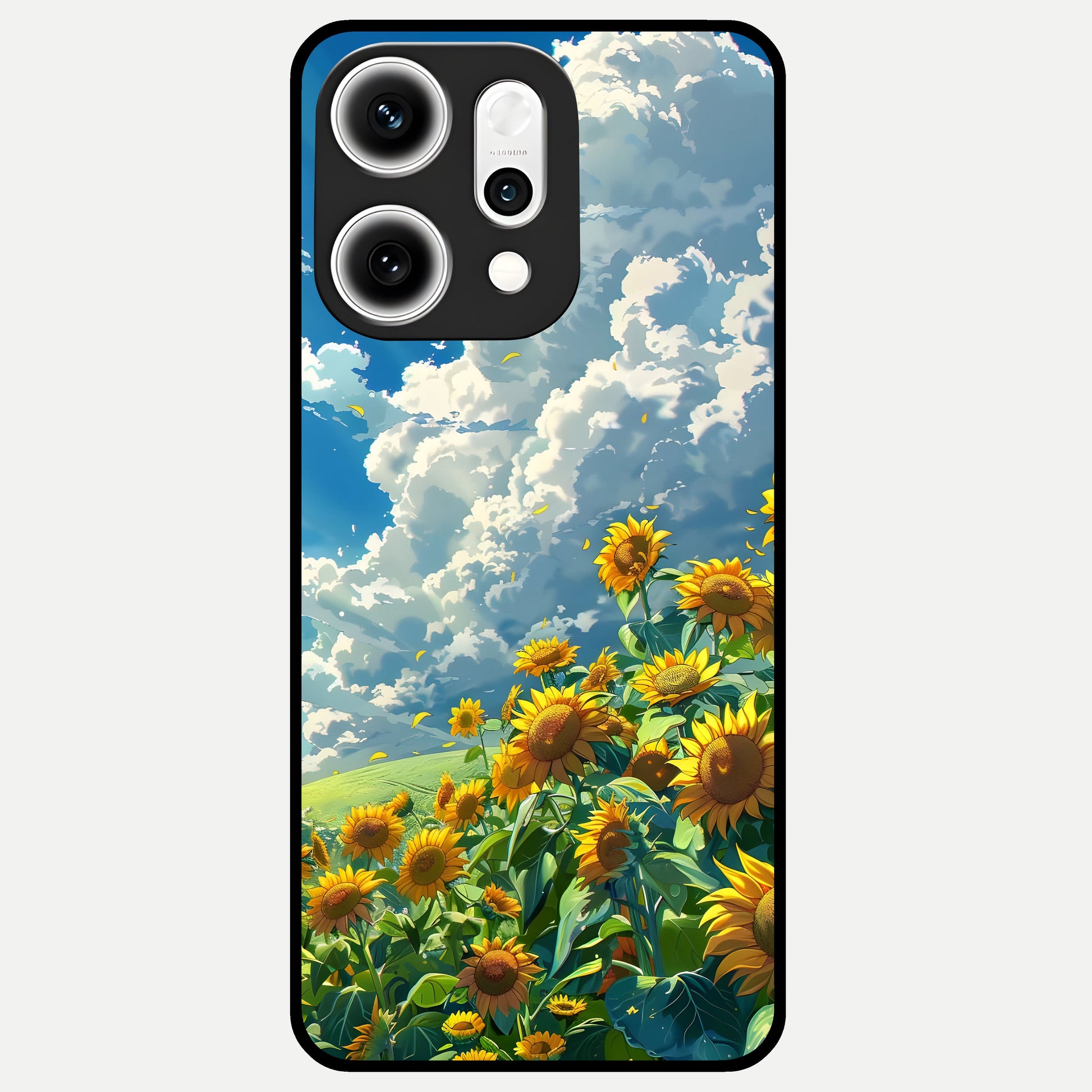  Golden Sun Glory Glass Case For Oppo Reno 14 Pro back cover – full design glossy printed glass finish