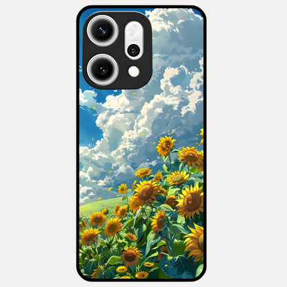  Golden Sun Glory Glass Case For Oppo Reno 14 Pro back cover – full design glossy printed glass finish