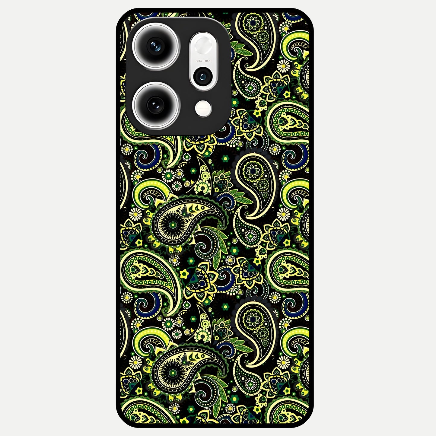  Green Lemon Glass Case For Oppo Reno 14 Pro back cover – full design glossy printed glass finish