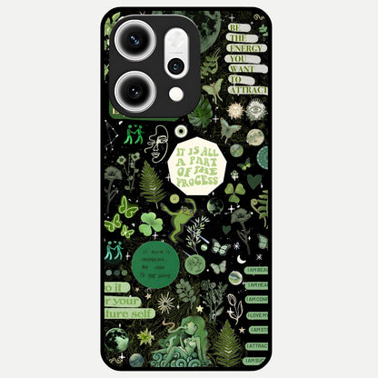  Green Mandala Pattern Glass Case For Oppo Reno 14 Pro back cover – full design glossy printed glass finish