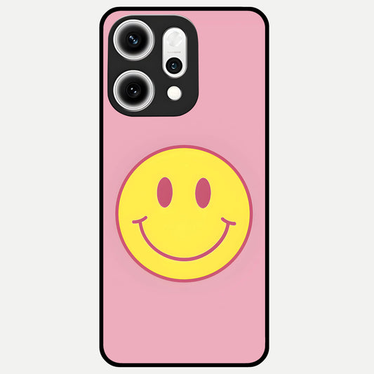  Happy Pink Mood Glass Case For Oppo Reno 14 Pro back cover – full design glossy printed glass finish