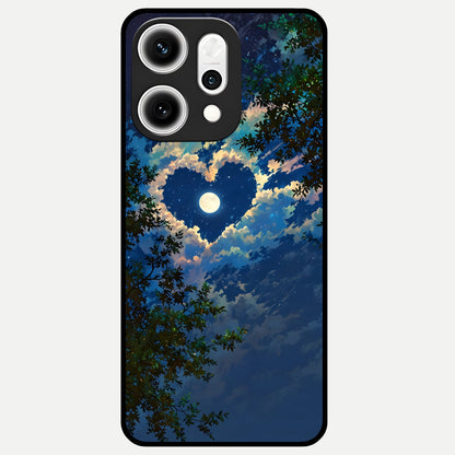  Heart With Moon Sky Glass Case For Oppo Reno 14 Pro back cover – full design glossy printed glass finish